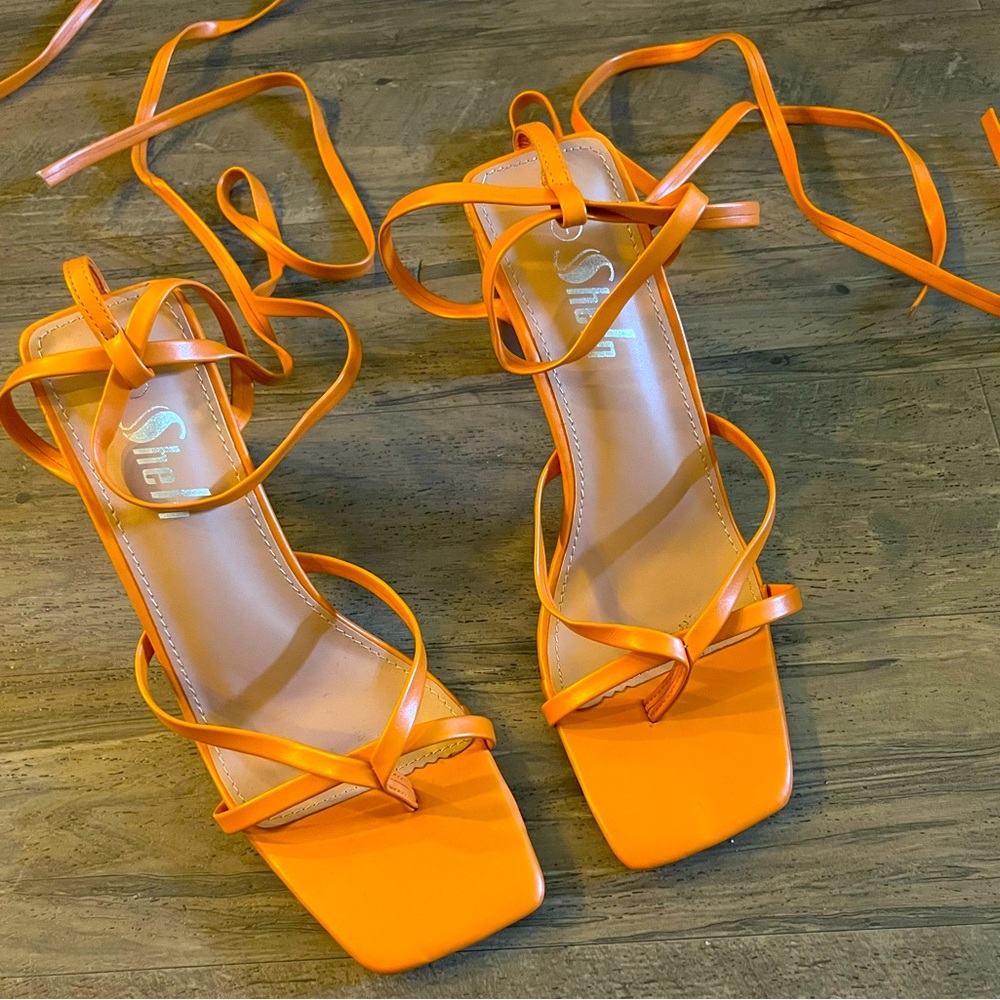 SHEIN Square Toe Lace up Heels Size 7 Never Worn